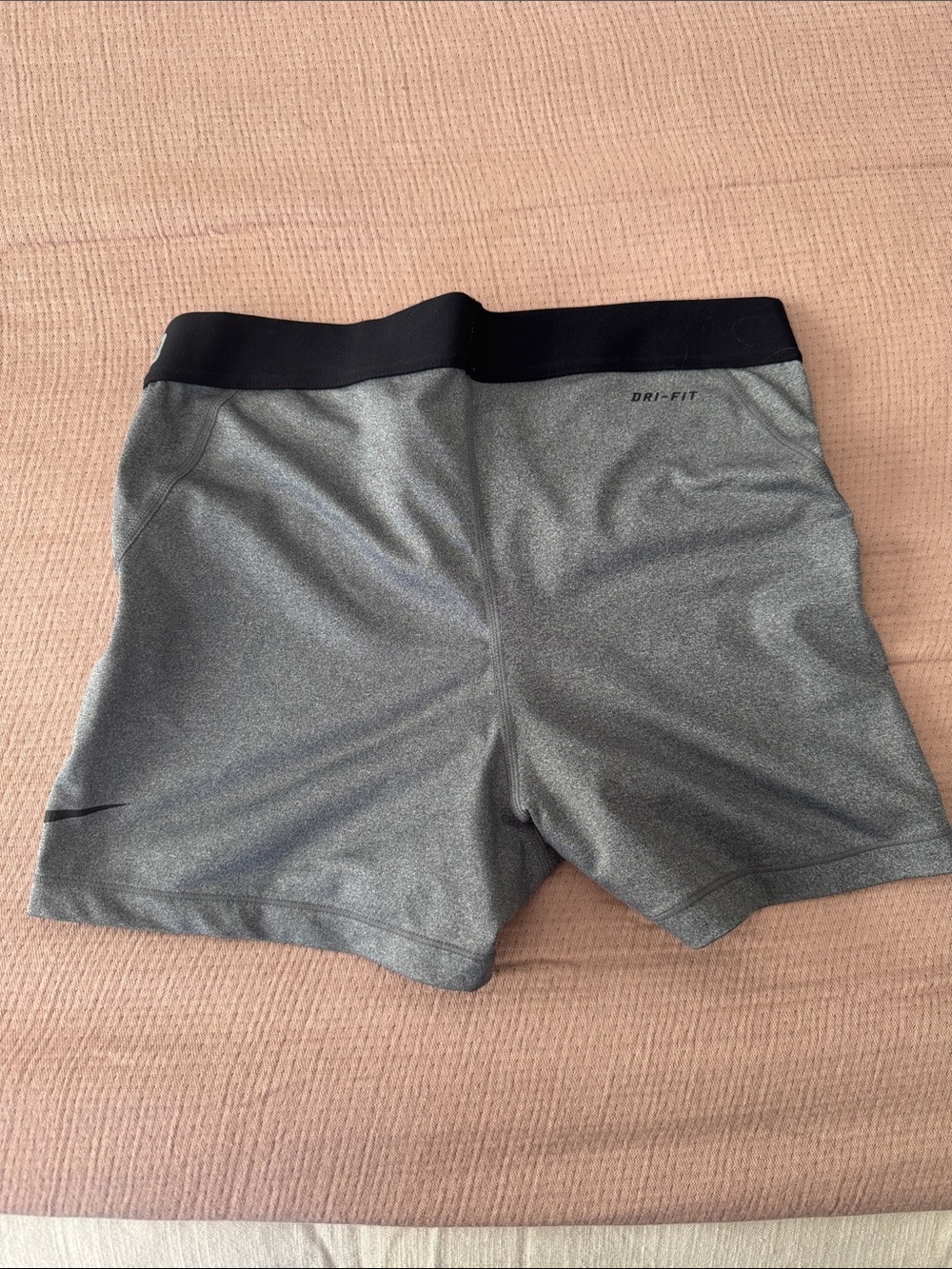 Nike Women's Gray Athletic Training Shorts with Black Waistband - Picture 2 of 2